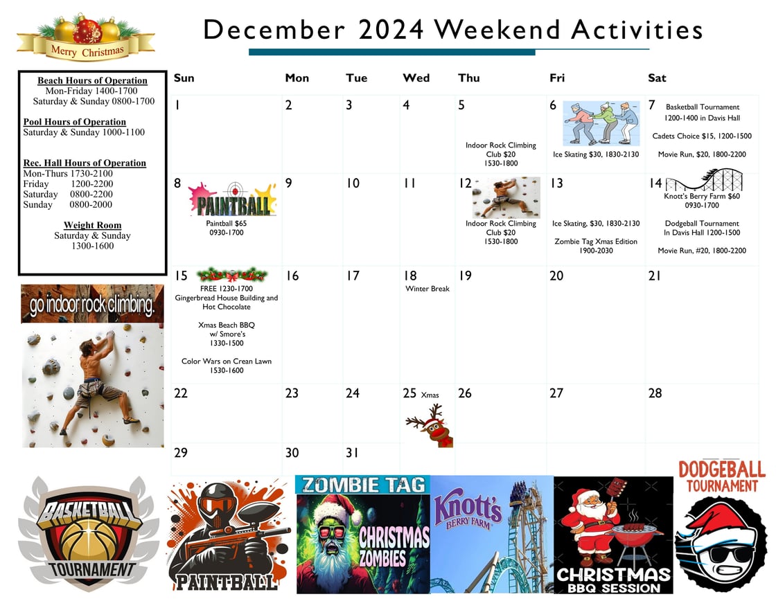 December 2024 Weekend Activity Calendar