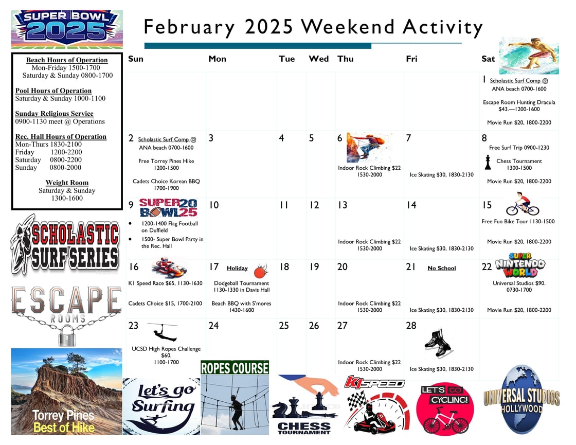 Feb 2025 Weekend Activities Calendar